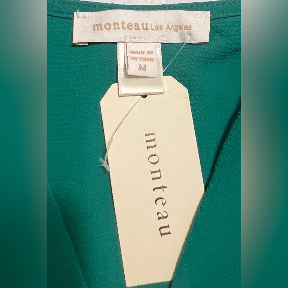 Monteau Flutter Sleeve Blouse Top with Side Bow Size Med - Picture 6 of 8